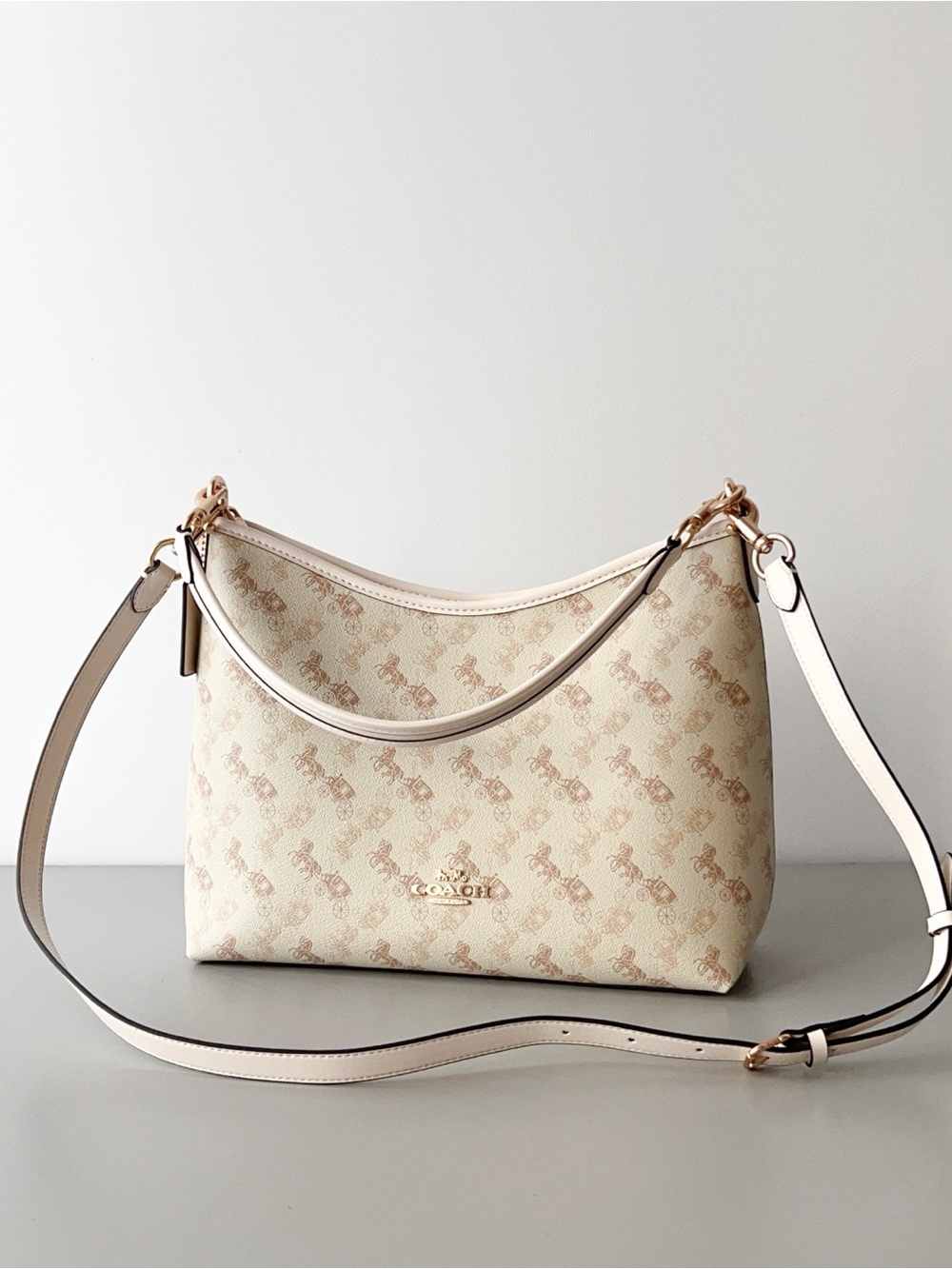 Coach Signature Chain Print Shoulder Bag in Cream